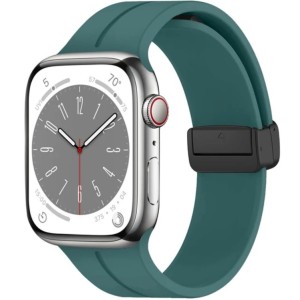 Силиконова каишка с магнит Apple Watch 42/44/45/49mm / тъмно зелена /